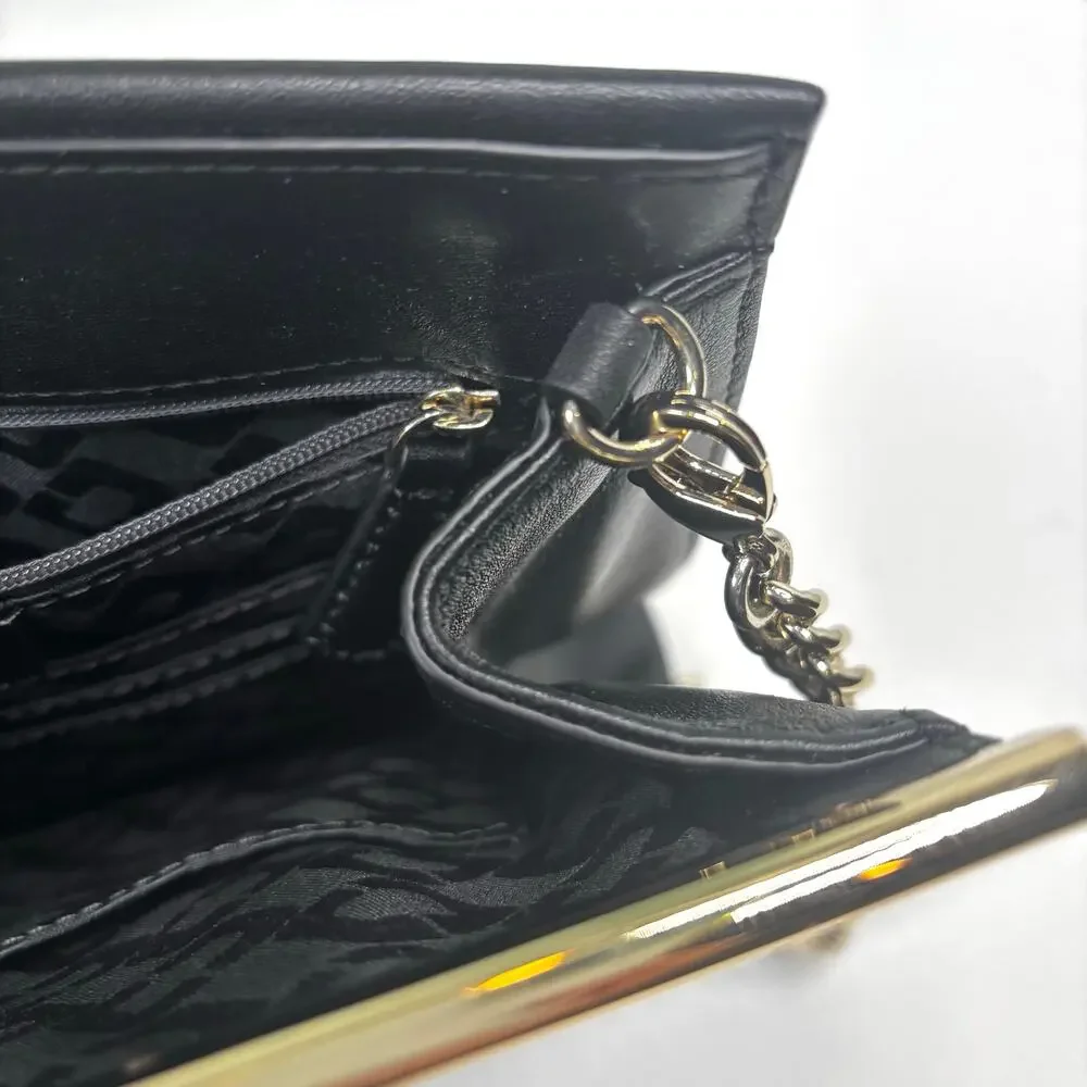 DVF Soirée Tuxedo Bag Black Leather, Suede Gold Chain